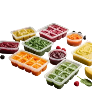 Bebê explorando receitas criativas e saudáveis durante a introdução alimentar.